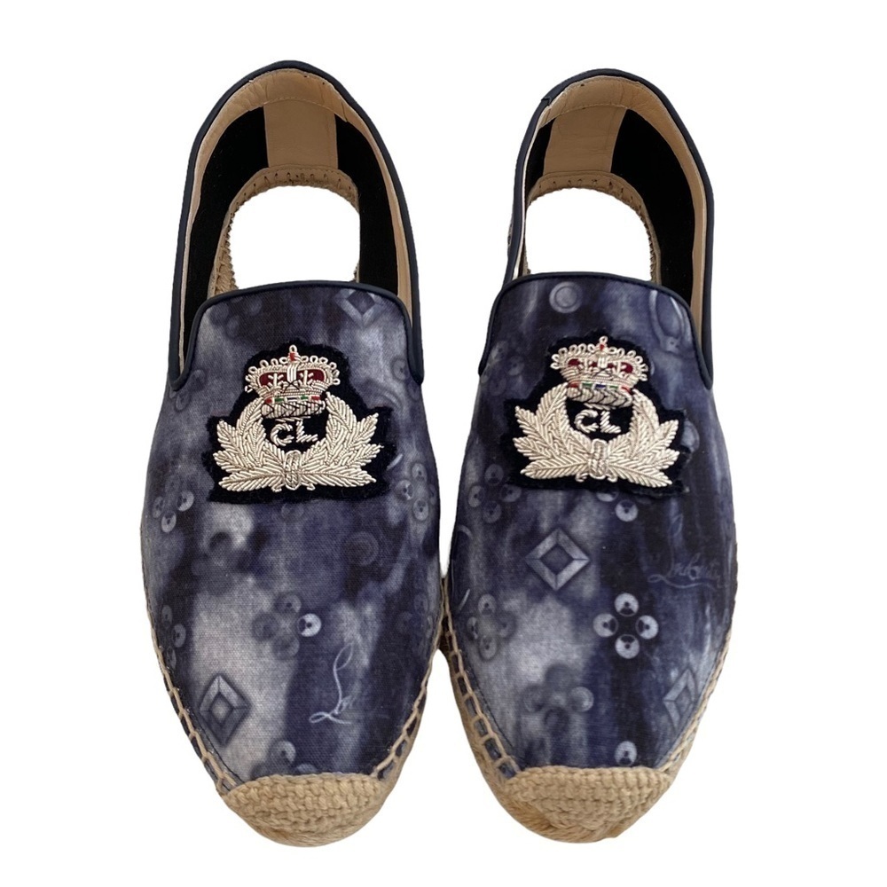 Christian Louboutin Nanou Orlanto Donna Flat Espadrilles Navy Sz 38 = 8 - Picture 3 of 16
